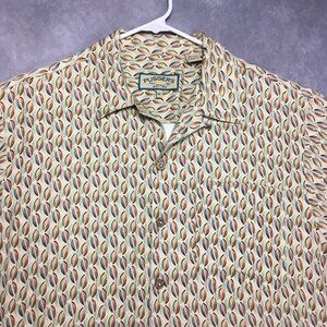 Pussers Mens Island Style Shirt size Medium Silk Blend Short Sleeve Button Up